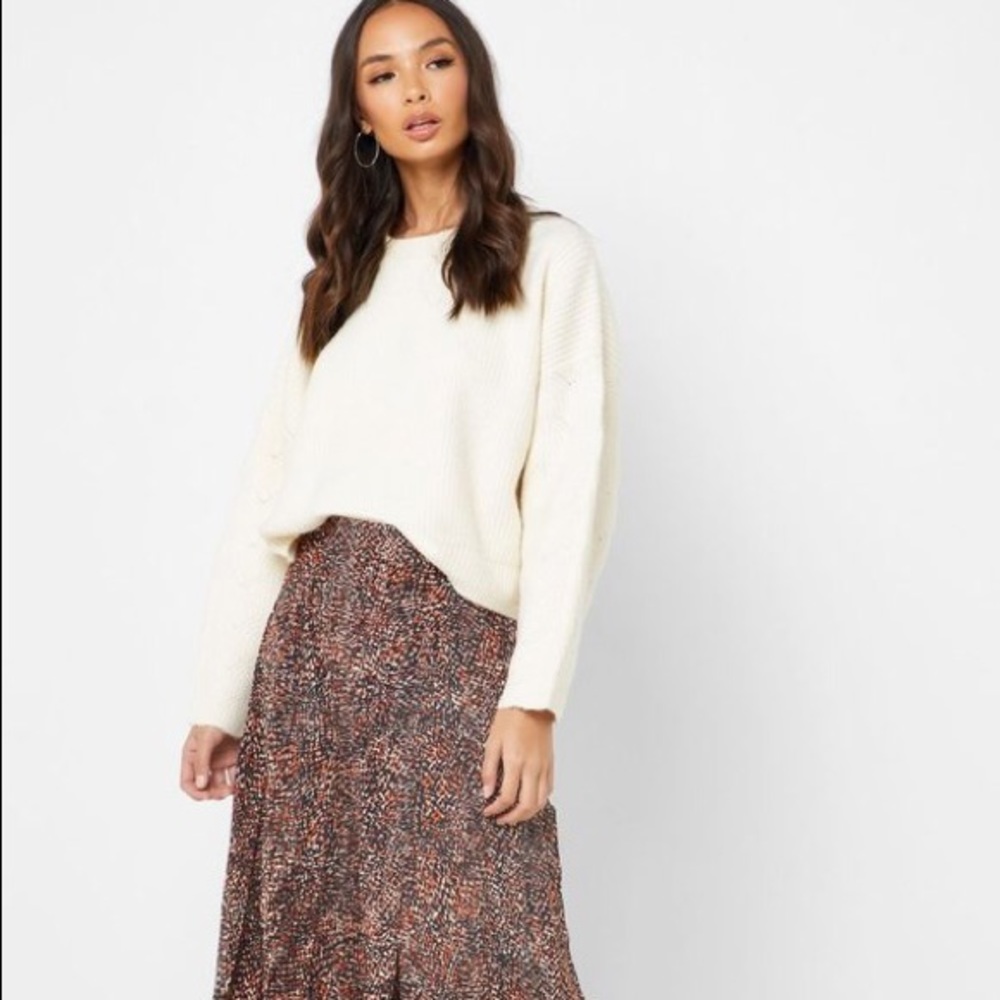 Topshop Cable Knit Sleeve Sweater
